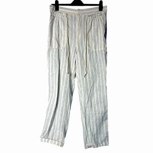 Anthropologie Women Seashore Stripe Pants Sz M Coastal Resort Cruise Euro Summer
